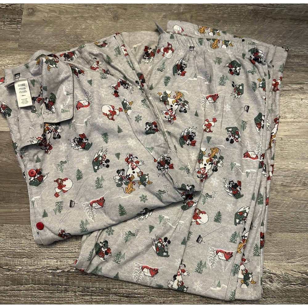 Disney 2‎ Pieces Pajama Set Mickey Pluto Donald Christmas Size Xlarge
